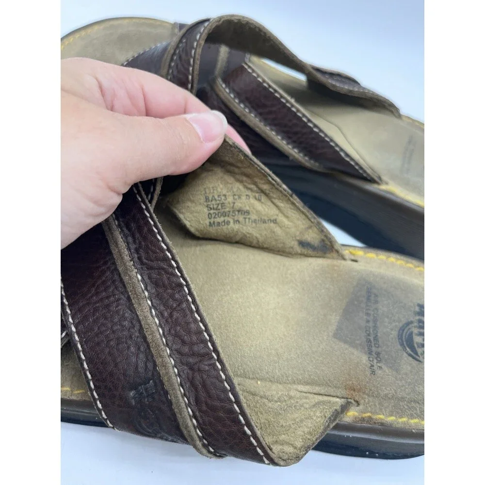 Vintage Doc Martens Brown Leather Criss Cross Slip On Sandal Size 7 #8A53 Dr.